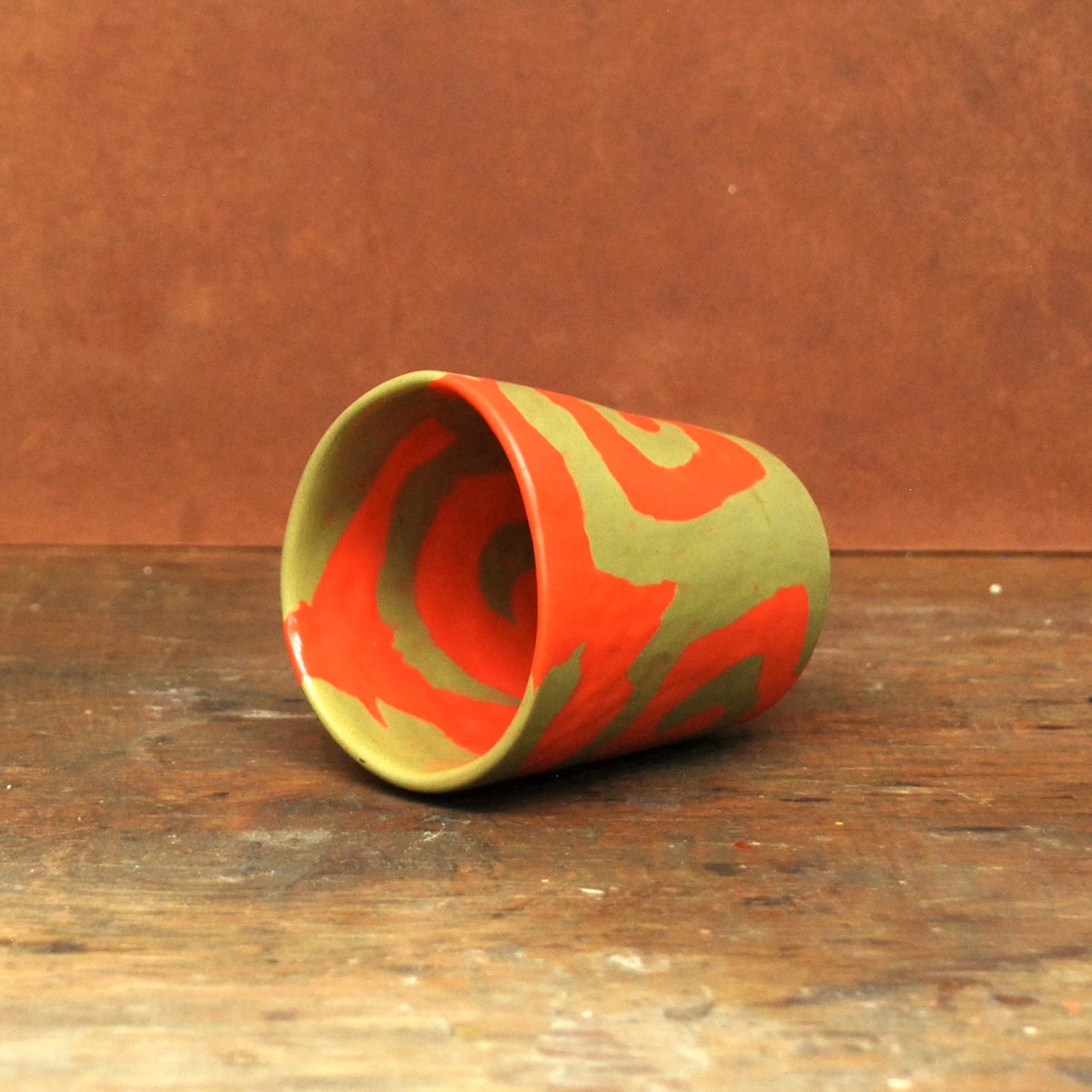 green & orange swirl