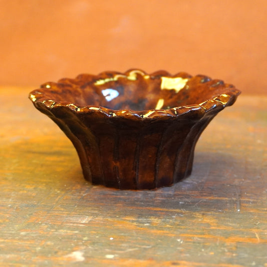 scalloped dish- brown