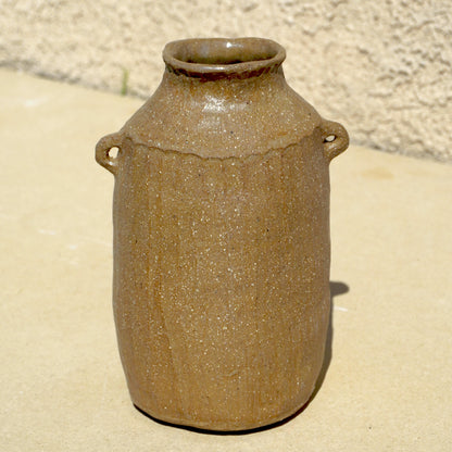 faceted rock clay vessel