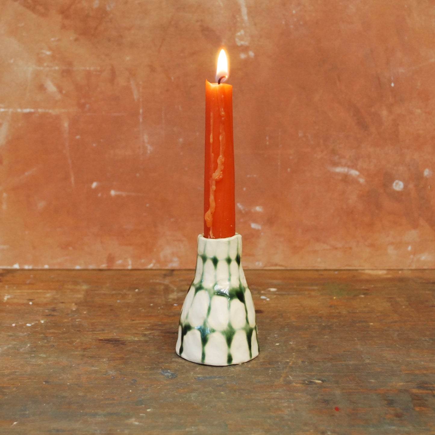 candle holder - holly green